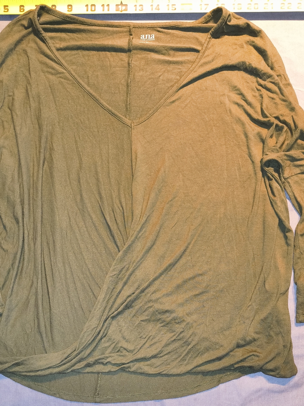 a.n.a Olive Wrap-Front V-Neck Long Sleeve Tunic